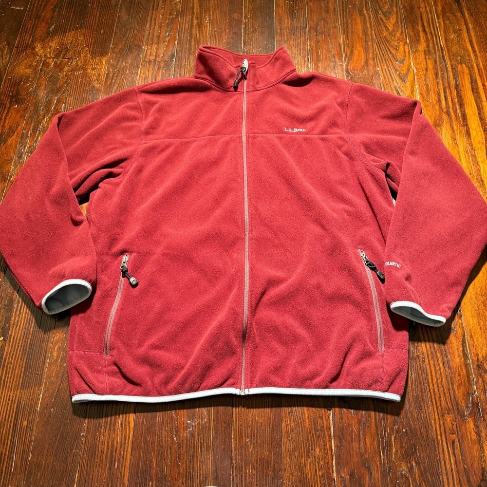 Vintage LL Bean Jacket Mens XLT Red Fleece Full Zip Polartec OAFW7
